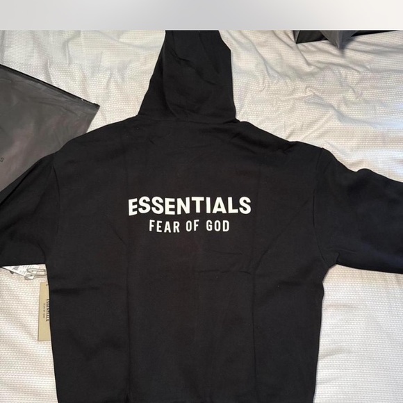 Essentials Charcoal Hoodie with Logo - Picture 2 of 4